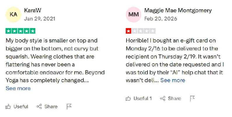 Beyond Yoga Customer Reviews