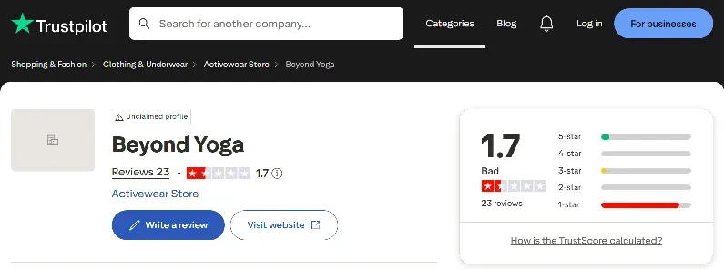 Beyond Yoga Trustpilot Reviews