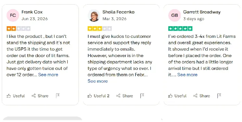 lit farms customer feedback